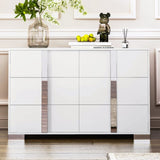 Elegant Modern Dresser with Metal Handle,Mirrored Storage Cabinet with 6 Drawers for Bedroom,Living WF319354AAK