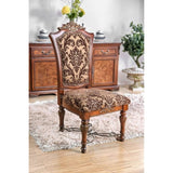 Traditional Fancy Set of 2pcs Side Chairs Brown Cherry Solid wood Intricate Carved Details Floral B011113348