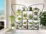 6-Tier Butterfly Shape Metal Plant Stand 2-Pack with Hanging Hooks Adjustable Foot Pads Black 65197727