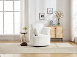 White Swivel Accent Chair,Round Swivel Barrel Chair,Armchair Upholstered Living Room Chair Corduroy W2120P293677
