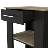 ZNTS Rockaway 1-Drawer 2-Shelf Kitchen Island Black Wengue and Light Oak B06280028