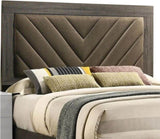 Contemporary 1pc Queen Size Bed Bedroom Furniture Upholstered Headboard Rubberwood 1pc Bedframe Gray B011P236803