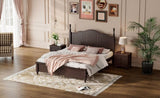 ZNTS Queen Size Wood Platform Bed Frame,Retro Style Platform Bed with Wooden Slat Support,Dark Walnut WF308185AAD