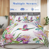 Colorful Bird Flower Design Quilt Set 3 Pieces King Size Soft Warm Bedding Set Include 1 Quilt And 2 15988841