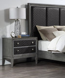 Modern Styling Bedroom 1pc Nightstand of 2 Drawers Faux Leather Upholstered Gray Classic Design B011P186572