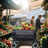 Multi-Functional Push-Pull Folding Wagon Cart with Rotating Handle & 9"x4" Tires for Camping & W2932P317114