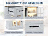 58 Inch Black Gold Oak Fireplace TV Stand with 25 Inch Insert, 2 Doors 2 Drawers & Glass Shelves, 24554748