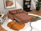 Corduroy Double Sleeper Sofa With Pull-Out Bed, 2 Pillows & Side Storage Pocket 16204161