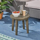 ZNTS Outdoor 16" Acacia Wood Side Table, Gray Finish 62266.00GRY