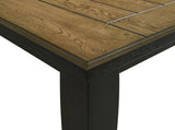 1pc Contemporary Style Dining Rectangular Table with18" Leaf Tapered Block Feet Wheat Charcoal B011P160496