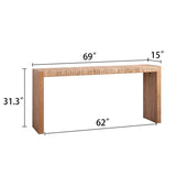 69" Natural Seagrass Console Table Handwoven Top with Engineered Wood Frame W2729P270759