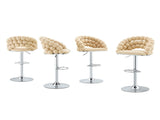 Adjustable Swivel Bar Stools, Luxury Velvet Bubble Woven Backrest Bar Chairs, Chrome Metal Gas Lift W3875P462114