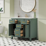 36'' Bathroom Vanity with Ceramic Sink Combo Set, Modern Freestanding Single Bathroom Cabinet with 4 N710P247494F
