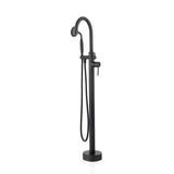 Freestanding Tub Filler Bathtub Faucet Matte Black with Hand Held Shower Floor-Mount W122453464