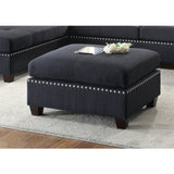 ZNTS Polyfiber Reversible Sectional Sofa with Ottoamn in Black B01682372