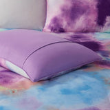 Full/Queen Watercolor Tie Dye Printed Comforter Set with Throw Pillow B035129811
