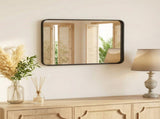 Anti-Fog Bathroom Wall Mirror 24" x 32" Shatterproof Mirror with Rectangular Metal Frame, Black 03715727