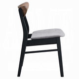Contemporary Dining Side Chairs Set of 2 Walnut and Black Finish Gray Upholstery Wooden Kitchen B2741P325725