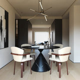 Mid-Century Modern Bentwood Swivel Dining Chairs Heat-Pressed PU Leather Accent Chairs N842P290039K