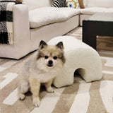 Bridge 16" Arched Upholstered Footstool Ottoman, Ivory White Boucle B2719P238430