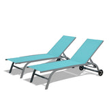 Chaise Lounge Outdoor Set of 2, Lounge Chairs for Outside with Wheels, Outdoor Lounge Chairs with 5 W1859109850