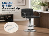 2-Pack Bar Stools, PU Leather Adjustable Swivel/ Arms Barstools, Hydraulic Kitchen Counter 44146923