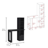 Iowa Computer Desk with 1-Cabinet and 4-Tier Bookcase B070P188864