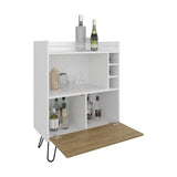 Tori 42" Tall One-Door Bar Cabinet with Three Cubbies, Three Shelves, Top Prep surface with Rail for B070P286436