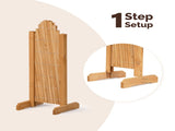 Set of 2 Retractable Arched Wooden Fences 205 x 33.5 x 80 cm Teak Finish Fir Wood 48778453