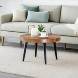 Natural Wood Grain Texture Round Coffee Table - Diameter 23.6 Inches.Exquisite Suction Molding W2920P226078