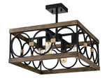 4-Light Square Kitchen Island Lights Ceiling Light Farmhouse Dining Room Light Fixture, Wood and W3596P469831