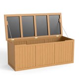 112 Gallon Outdoor Wooden Deck Box Solid Wood Storage Box Seat & Table Top for Patio Furniture W2640P327224