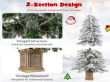 6ft Flocked Christmas Tree with 589 Branch Tips - Snow-Laden Design, 48 Xmas Balls Included, 62204237