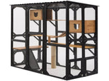 Outdoor Cat Enclosure Fir Wood Catio Outdoor Cat House Patio Cat Playpen with Sleeping Houses, N719P418377D