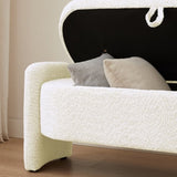 ZNTS Ottoman Oval Storage Bench 3D Lamb Fleece Fabric Bench with Large Storage Space for the Living Room, W1825133565