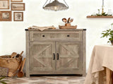 Washed Wood Farmhouse Barn-Door Storage Cabinet, Coffee Bar Buffet Sideboard with 42973296