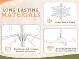 6ft White PVC Metal Artificial Christmas with Snowflake Topper, No Extra Ornaments, Daily Decor 13875563