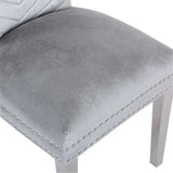 ZNTS Eva 2 Piece Stainless Steel Legs Chair Finish with Velvet Fabric in Silver 733569295678