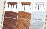 Elegant White Marble Pattern Round Coffee Table - Diameter 23.6 Inches, Exquisite Suction Molding W2920P226081