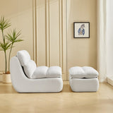 Modern Compressed Lounge Chair with Ottoman, Cozy Corduroy Recliner for Small Spaces, Living Room, 15564665
