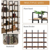 ZNTS [VIDEO] 5 Tier Bookcase Home Office Open Bookshelf, Vintage Industrial Style Shelf with Metal Frame, 93102675