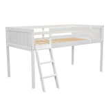 ZNTS Twin Size Wood Low Loft Bed with Ladder, ladder can be placed on the left or right, White 31471087