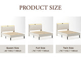 Queen Size Platform Bed Frame with Fabric Headboard and Wooden Slats Support, Fully W2889P272596