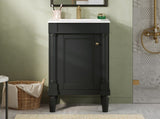 18" French Style Bathroom Cabinet with Storage, Small Space Solution with Ceramic Sink, Adjustable N710P415332B