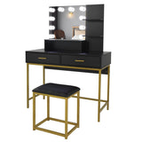 ZNTS Large Vanity Set with 10 LED Bulbs, Makeup Table with Cushioned Stool, 3 Storage Shelves 2 Drawers, 57821782