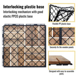 30 PCS Interlocking Deck Tiles Checker Pattern, 12" x 12" Square Yellow Acacia Hardwood Outdoor W2391P288867