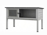 Gray Indoor/Outdoor Elevated Rabbit Hutch Wooden Bunny Cage with Hinged Asphalt Roof & Removable 19785345