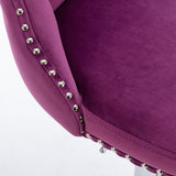 Swivel Velvet Barstools Adjusatble Seat Height from 25-33 Inch, Chrome base Bar Stools with Backs W1143137914