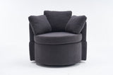 029-Teddy Fabric Swivel And Storage Chair With Back Cushion For Living Room,Dark Gray W527P166246