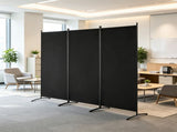 3-Panel Folding Room Divider, Black Freestanding Privacy Screen & Portable Partition for Bedroom, 23116714